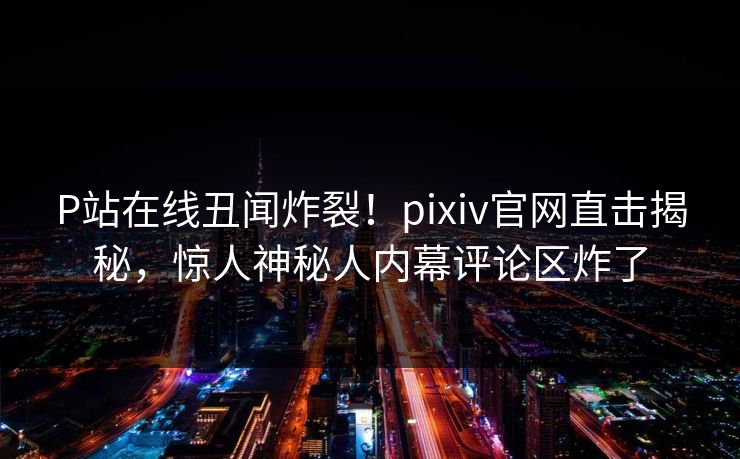 P站在线丑闻炸裂！pixiv官网直击揭秘，惊人神秘人内幕评论区炸了