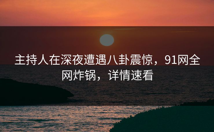 主持人在深夜遭遇八卦震惊，91网全网炸锅，详情速看