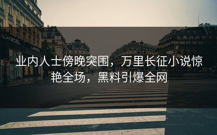 业内人士傍晚突围，万里长征小说惊艳全场，黑料引爆全网