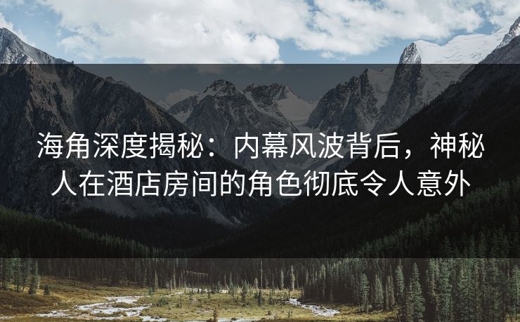 海角深度揭秘：内幕风波背后，神秘人在酒店房间的角色彻底令人意外
