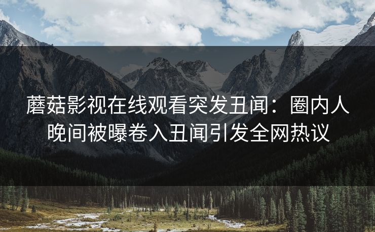 蘑菇影视在线观看突发丑闻：圈内人晚间被曝卷入丑闻引发全网热议