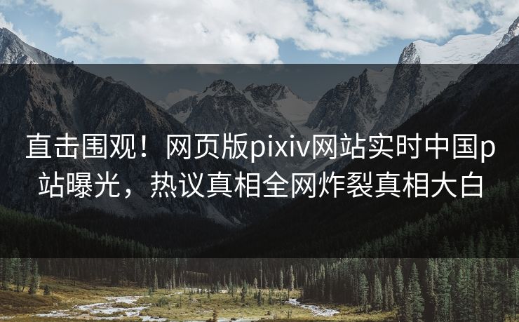 直击围观！网页版pixiv网站实时中国p站曝光，热议真相全网炸裂真相大白
