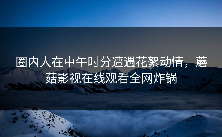 圈内人在中午时分遭遇花絮动情，蘑菇影视在线观看全网炸锅