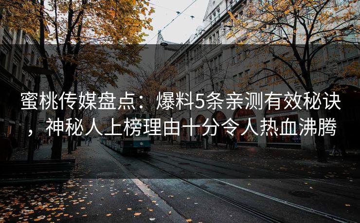 蜜桃传媒盘点：爆料5条亲测有效秘诀，神秘人上榜理由十分令人热血沸腾