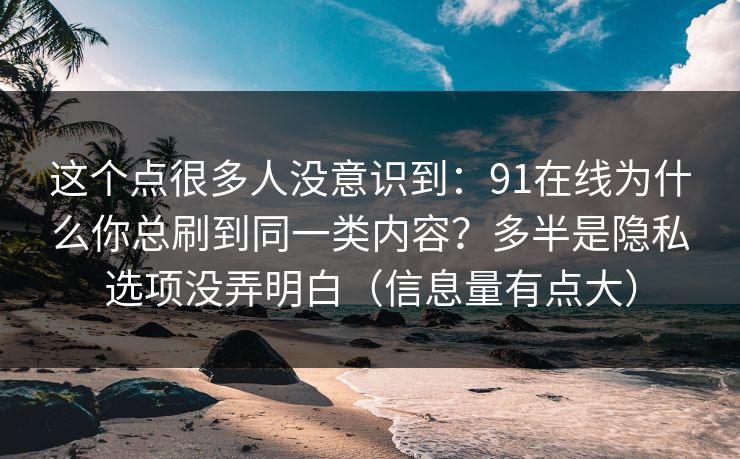 这个点很多人没意识到：91在线为什么你总刷到同一类内容？多半是隐私选项没弄明白（信息量有点大）